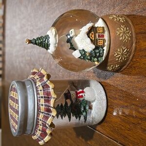 Snow Globe Snowman & Tree & Miniature House Surrounded By Trees Snow Globe